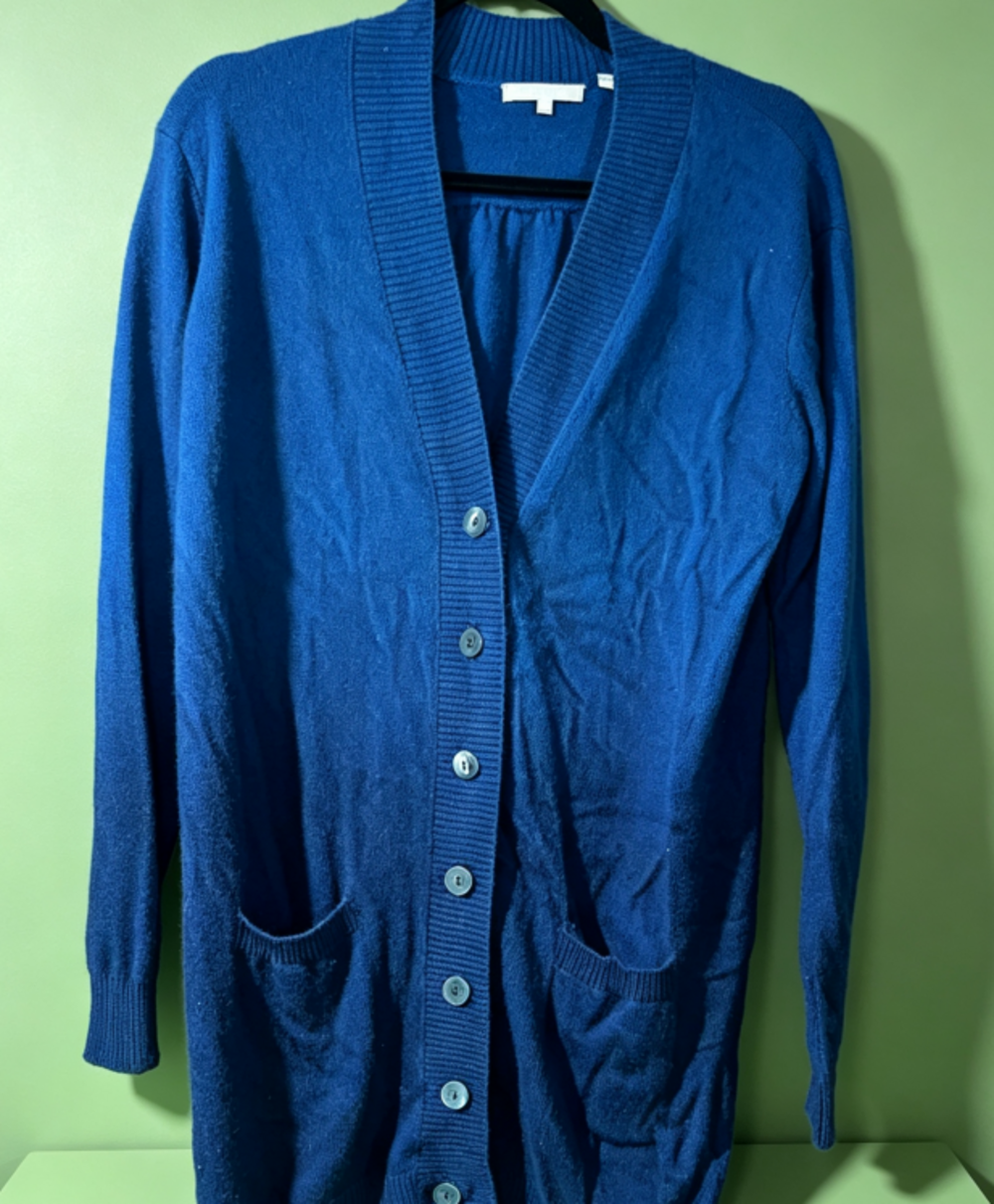 Vince Ombré Two-Tone Blue Button Cashmere Cardigan Size M